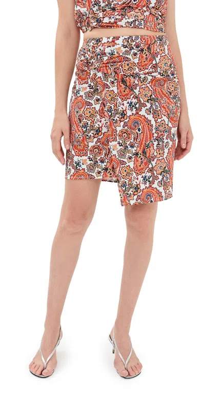 RABANNE PAISLEY PIERCED GATHERED SKIRT CACHEMIRE CRÈME
