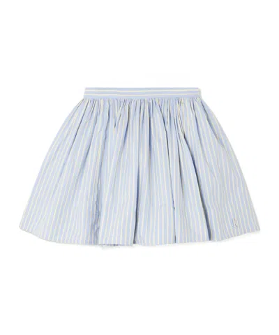 Rabanne Embellished Pleated Striped Cotton-poplin Mini Skirt In Blue