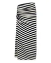 Rabanne Striped Draped Midi Skirt In Black