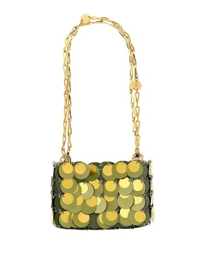 Rabanne Kaki Sparkle Nano Shoulder Bag In Gold