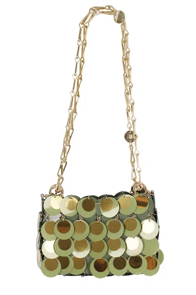 Rabanne Kaki Sparkle Nano Shoulder Bag In Multi