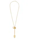 Rabanne Elongated Gold Key Pendant Necklace With Geometric Design In Gold