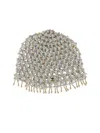 Rabanne Textured Knit Hat With Decorative Beads In Silver