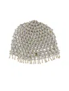 Rabanne Textured Knit Hat With Decorative Beads In Silver