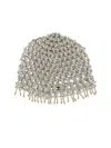 Rabanne Textured Knit Hat With Decorative Beads In Silver