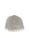 Rabanne Textured Knit Hat With Decorative Beads In Silver