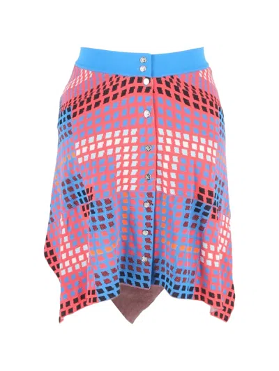 Pre-owned Rabanne Knitted Abstract-print Midi Skirt In Pink