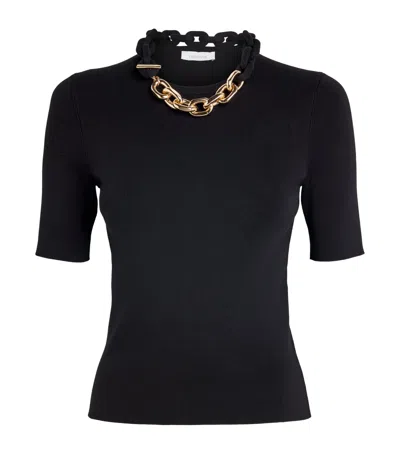 Rabanne Knitted Chain-detail T-shirt In Black