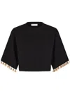 Rabanne Knitted Cropped T-shirt In Black
