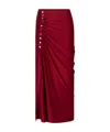 Rabanne Gathered Jersey Midi Skirt In Scarlet Red In Red