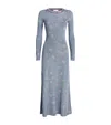 Rabanne Knitted Floral Print Maxi Dress In Blue