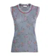 Rabanne Knitted Floral Print Sweater Vest In Blue