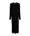 Rabanne Black Long Dress With Chain On Neckline In Black