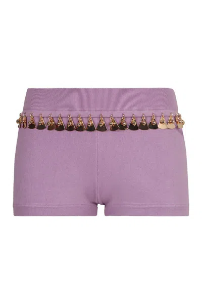 Rabanne Knitted Shorts In Purple