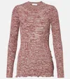 Rabanne Knitted Sweater In Melange Burgundy/ecru
