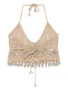 Rabanne Openwork Knit Top In Neutral