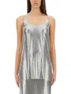 Rabanne Metallic Sleeveless Top With Spaghetti Straps And Chainmail In Tech Fabric Woman