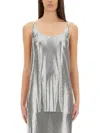 Rabanne Metallic Mesh Tank Top With Side Slits In Silver