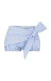 Rabanne Knot-detailed Cotton Shorts In Stripe