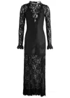Rabanne Fitted Lace Dress With High Collar In Black