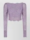 Rabanne Lavender Lace-effect Top With Boat Neckline