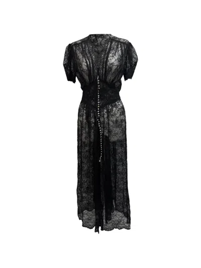 Pre-owned Rabanne Lace Button-down Dress In Black
