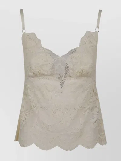 Rabanne Lace Camisole Top Scalloped Hem In Neutrals