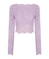 Rabanne Lavender Lace-effect Top With Boat Neckline In Purple