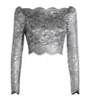 Rabanne Cropped Lace Top In Black Silver In Black