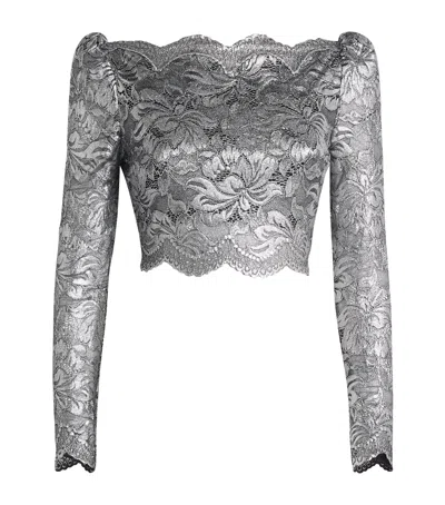 Rabanne Cropped Long Sleeves Lace Top Clothing In Black