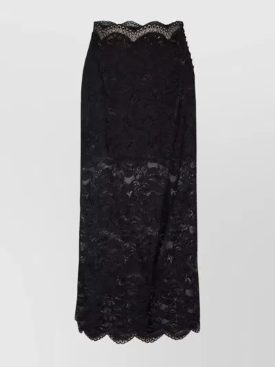 Rabanne Lace Cropped Midi Skirt In Black
