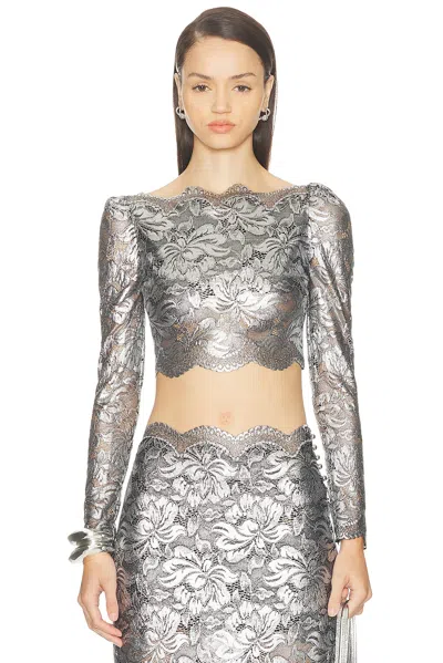 Rabanne Lace Cropped Top In Gold