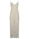 Rabanne Ivory Stretch Lace Evening Dress In Neutral