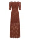 Rabanne Off-the-shoulder Brown Midi Dress With Twisted Knot Detail In Brown