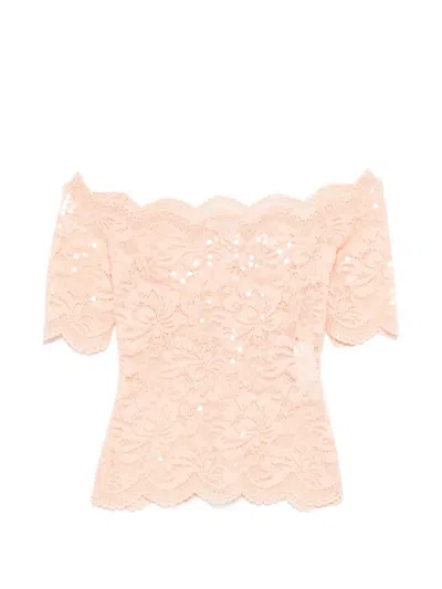 Rabanne Lace Embellished Top In Pink