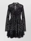 Rabanne Lace Floral Dress Keyhole Back In Black
