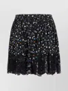Rabanne Lace Floral Skirt Elastic Waistband In Black