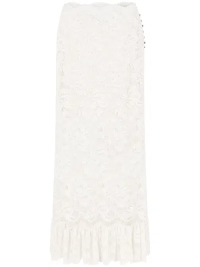 Rabanne Lace High-waist Midi Skirt In Neutral