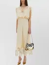 Rabanne Lace Inlay Sleeveless V-neck Midi Dress In Neutral