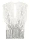 Rabanne Lace-trimmed Chainmail Blouse In Animal Print