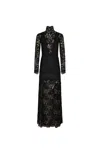 Rabanne Floral Lace Mock Neck Maxi Dress In Black