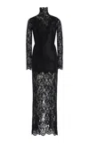 Rabanne Fitted Lace Dress With High Collar