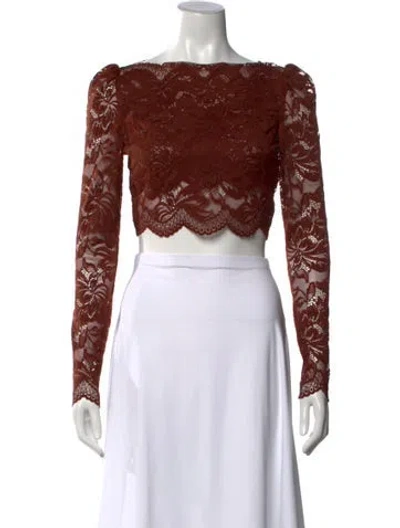 Pre-owned Rabanne Lace Lace Pattern Crop Top In Brown