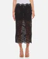 Rabanne Lace Cropped Midi Skirt In Black