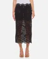 Rabanne Floral Lace Ruffle-hem Midi Skirt In Black