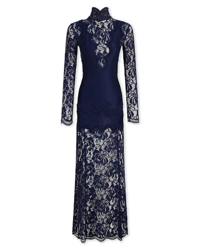 Rabanne Lace Long Sleeve Maxi Dress In Blue