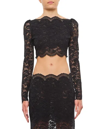Rabanne Black Crop Top In Lace Black