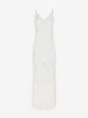 Rabanne Ivory White Long Dress With Lace-effect In Beige
