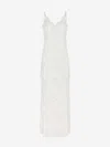 Rabanne Ivory White Long Dress With Lace-effect In Beige