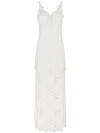 Rabanne Ivory White Long Dress With Lace-effect In White
